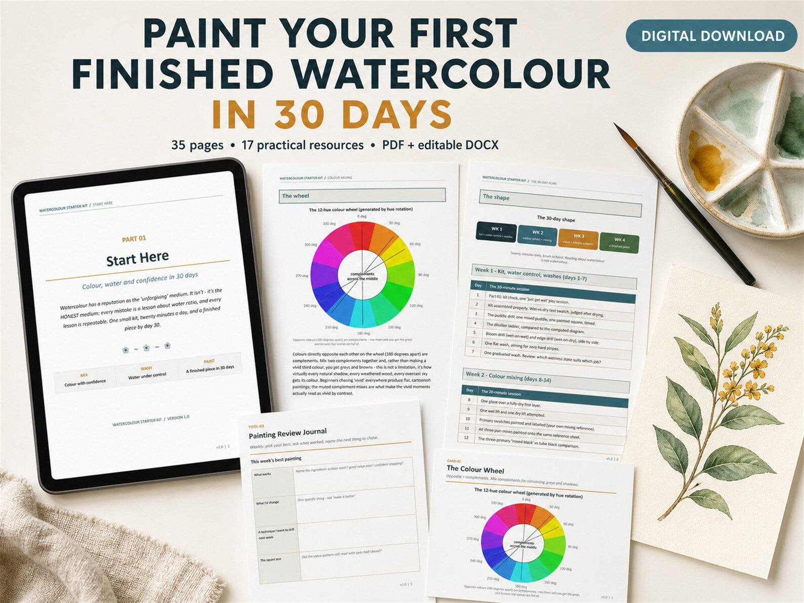 Printable Watercolor Practice Guide